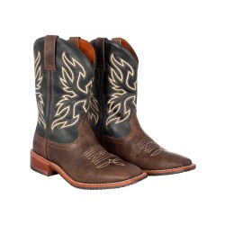 STIVALETTO WESTERN UNISEX  in cuoio vitello pieno fiore