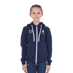 Felpa in pile unisex bambini con cappuccio Equestro X FISE