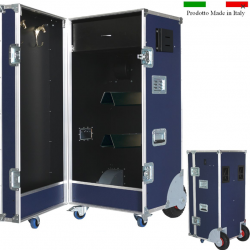 BAULE PER 2 SELLE RUOTE PIENE CM 65X70X132H IN LEGNO MARINO BLU,NERO sartore