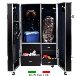 BAULE 2 SELLE A DOPPIA ANTA CM 94X79X161H LEGNO MARINO BLU RUOTE PIENE sartore