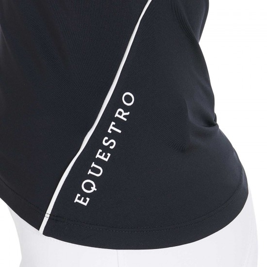 POLO DONNA EQUITAZIONE MONTA INGLESE TESSUTO TECNICO EQUESTRO GIROCOLLO MEZZA MANICA TRAFORATA ANGOLARE LEGGERA E TRASPIRANTE  