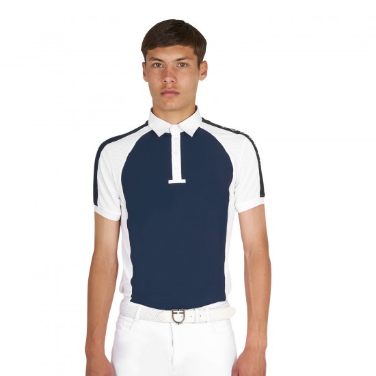 POLO MEZZA MANICA COMPETIZIONE UOMO TESSUTO TECNICO TRASPIRANTE TRAFORATA CON TREBOTTONI A CHIUSURA EQUESTRO