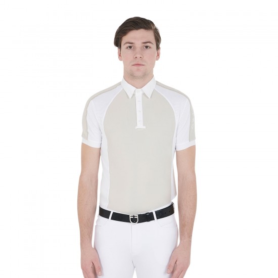POLO MEZZA MANICA COMPETIZIONE UOMO TESSUTO TECNICO TRASPIRANTE TRAFORATA CON TREBOTTONI A CHIUSURA EQUESTRO