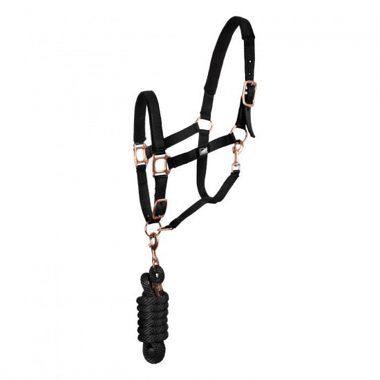 Capezza per cavallo in nylon Supreme gold con lunghina