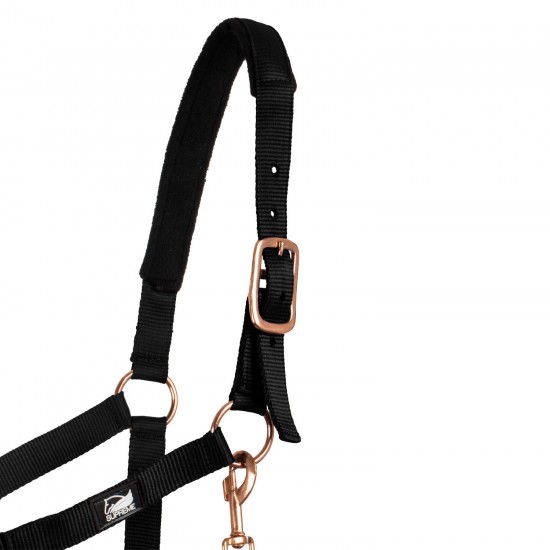 Capezza per cavallo in nylon Supreme gold con lunghina