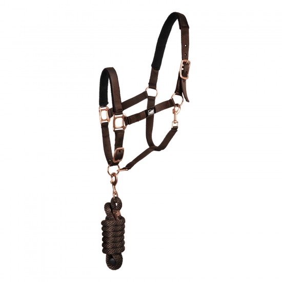 Capezza per cavallo in nylon Supreme gold con lunghina