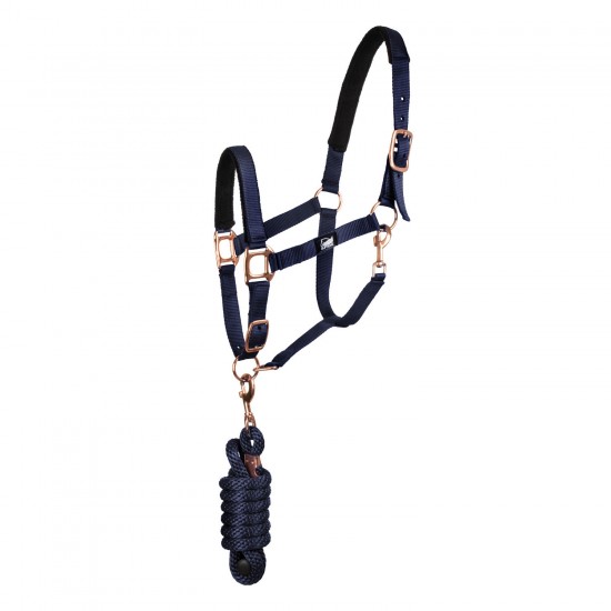 Capezza per cavallo in nylon Supreme gold con lunghina