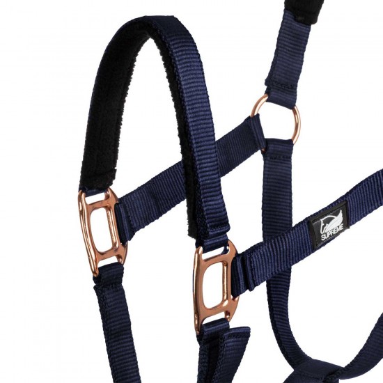 Capezza per cavallo in nylon Supreme gold con lunghina