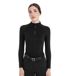Polo allenamento donna in maglia tecnica con zip EQUESTRO