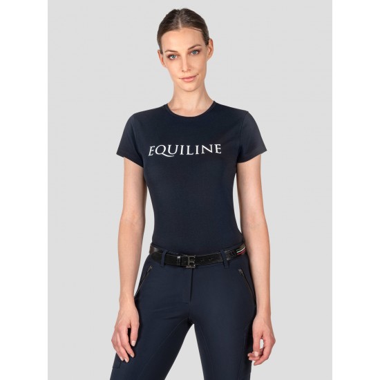 T-SHIRT DONNA TEMPO LIBERO BLU CON STAMPA EQUILINE