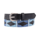 CINTURA POLO GEMMA Cuoio nero - Fibbia argentata - Logo stampato - Rivestimento tessile tricolore - Altezza cintura: ca. 3cm