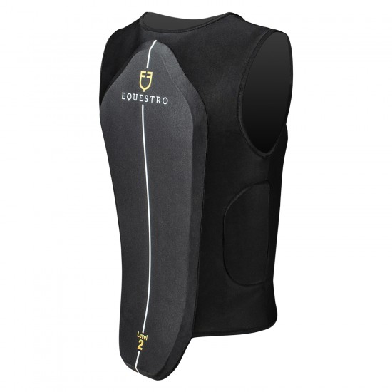 Gilet salvaschiena EQUESTRO Pro Adult con protezione laterale per equitazione Paraschiena di livello 2 in tessuto traspirante 3D. Quattro speciali imbottiture shock-absorber per offrire una protezione ulteriore. Facile da indossare.