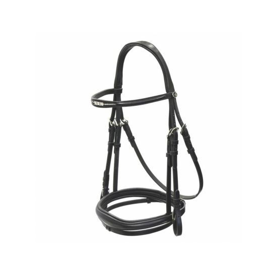 TESTIERA PER CAVALLO SAGOMATA CON STRASS E REDINI MONTA INGLESE