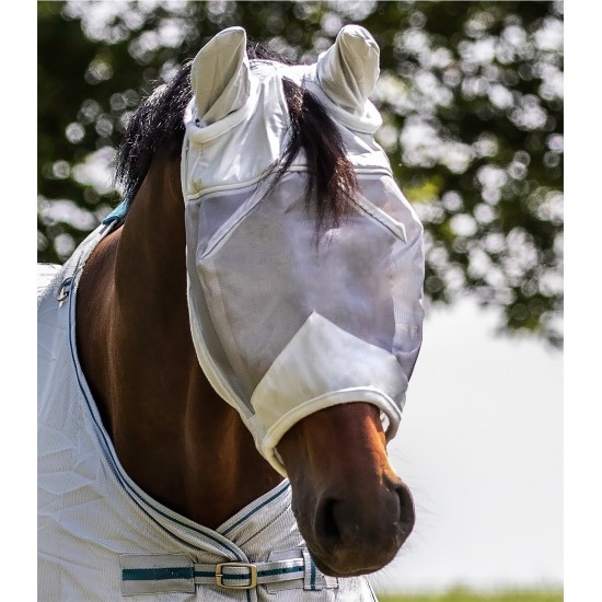 Maschera antimosche PER CAVALLI PROTEZIONE INSETTI Premium con orecchie WALDHAUSEN