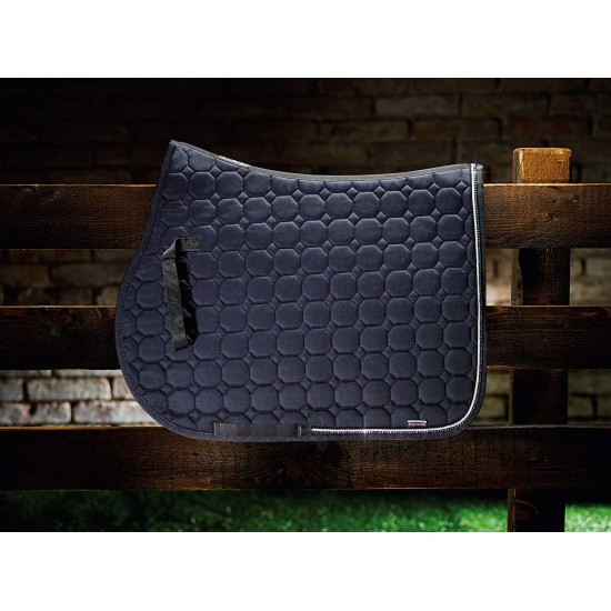 Nuovo sottosella rettangolare per cavallo monta inglese Equiline modello RIO personalizzato con corda e Strass. in cotone e rifinito con brillantini