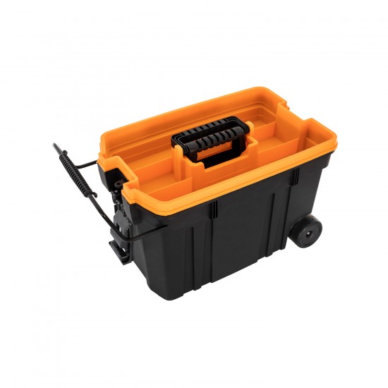 BAULE TROLLEY MEDIO CON DUE RUOTE (L: 68CM X H: 42CM X P:38CM) MANIGLIA A SCOMPARSA NERO 2 PIANI 