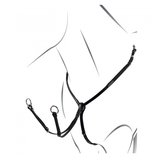 PETTORALE IN CUOIO PER CAVALLI CON FORCHETTA "Y" MODELLO NOLWENN moschettoni in acciaio