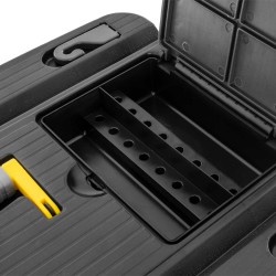 BAULE TROLLEY MEDIO CON DUE RUOTE (L: 68CM X H: 42CM X P:38CM) MANIGLIA A SCOMPARSA NERO 2 PIANI 