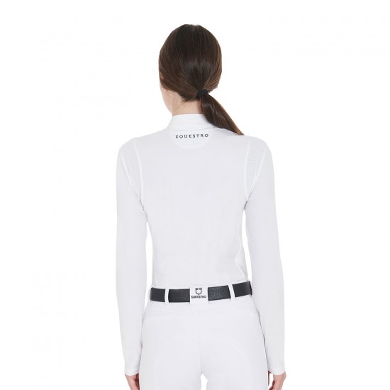POLO EQUITAZIONE EQUESTRO MANICA LUNGA MONTA INLGESE DONNA SLIM FIT IN TESSUTO TECNICO