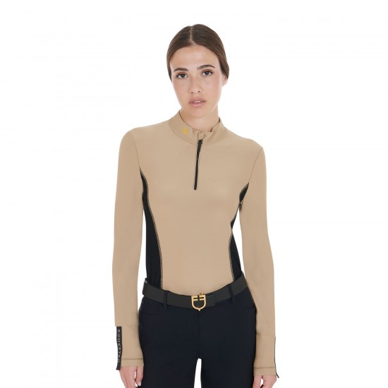 POLO TECNICA EQUITAZIONE MONTA INGLESE EQUESTRO DONNA DA ALLENAMENTO MANICA LUNGA