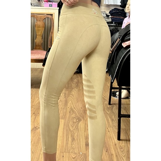 Leggings equitazione sarm hippique HOLLY 06J in leggerissima microfibra con stampa effetto scamosciato, estremamente traspirante e ad asciugatura rapida Grip ginocchio e tasca porta cellulare