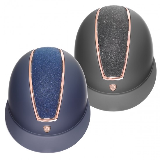 CAP EQUITAZIONE TATTINI A VISIERA LARGA CON PROFILI ORO ROSA