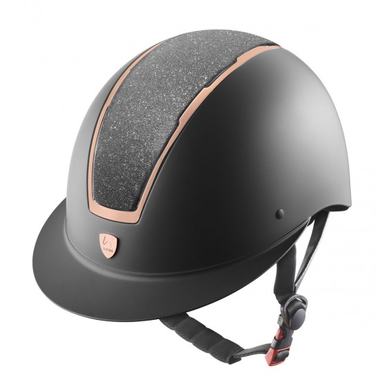 CAP EQUITAZIONE TATTINI A VISIERA LARGA CON PROFILI ORO ROSA