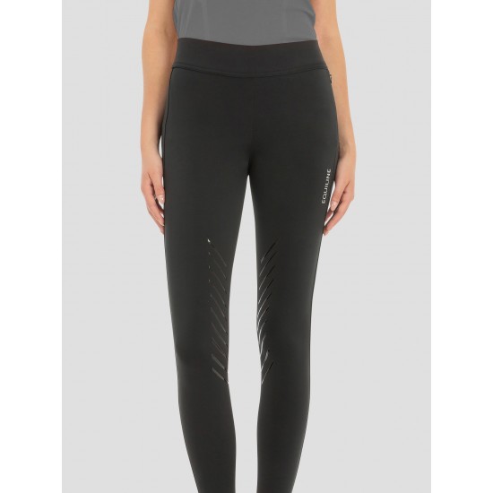 LEGGINGS EQUILINE EQUITAZIONE MONTA INGLESE NERI CON GRIP GINOCCHIO 4 STAGIONI
