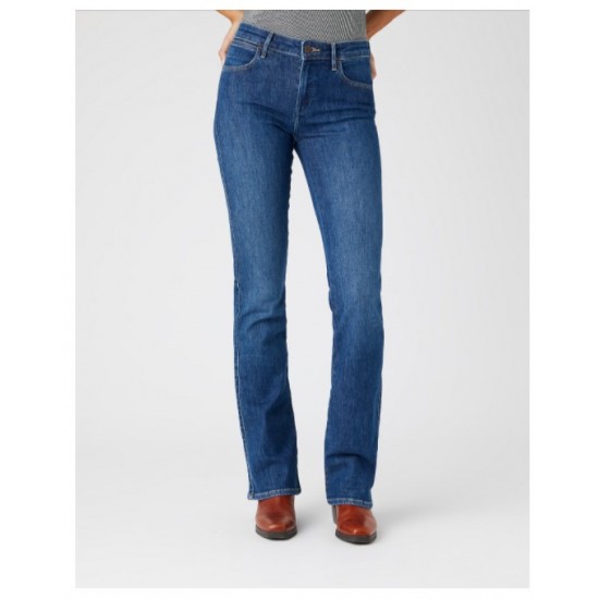  Jeans DONNA WRANGLER MONTA WESTERN  Bootcut presentano una vita media, un taglio slim dalla coscia al ginocchio e un classico taglio più largo alla caviglia.