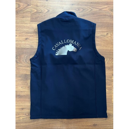 Gilet Uomo monta inglese smanicato Softshell tessuto tecnico traspirante linea CavalloMania Collection interno foderato in pile logo C.M.