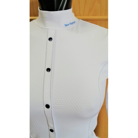 POLO DONNA EQUITAZIONE CONCORSO SARM HIPPIQUE NIZZA MANICHE LUNGHE TESSUTO TECNICO
