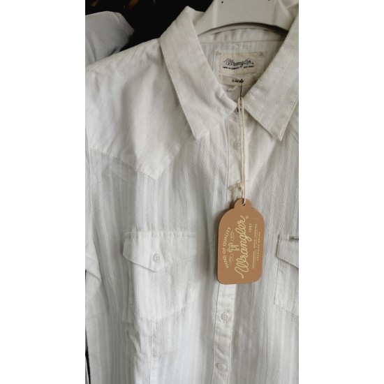 CAMICIA BIANCA DA DONNA IN COTONE WRANGLER CON TASCHE ANTERIORI 