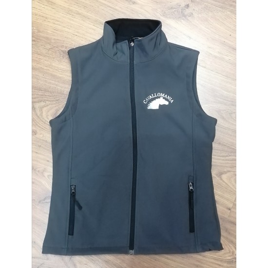 Gilet DONNA monte inglese smanicato Softshell  tessuto tecnico traspirante linea CavalloMania Collection interno foderato in pile logo C.M.