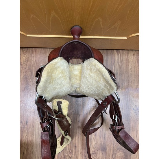 Sella Western Junior in cuoio marrone 10'/11' Usata con staffe e sottopancia Vera OCCASIONE!