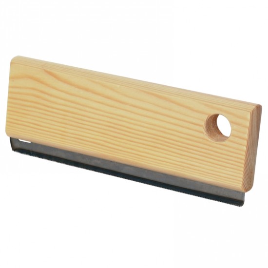 STRIGLIA IN LEGNO CON LAMA CON LAMA SEGHETTATA LUNGHEZZA 155 MM OTTIMO PER TOGLIERE IL PELO IN ECCESSO