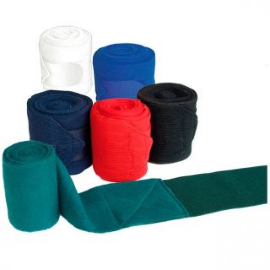 Fasce Daslö da lavoro pony (set 4 pz.) Realizzate metà in tessuto elastico e metà in pile che può fungere da sottofascia. Provviste di chiusura con velcro. 