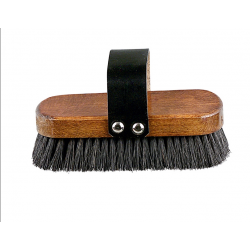 BRUSCA IN LEGNO FINITURA NOCE LADY, PASSAMANO PELLE FIBRE NATURALI 