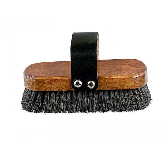 BRUSCA IN LEGNO FINITURA NOCE LADY, PASSAMANO PELLE FIBRE NATURALI 