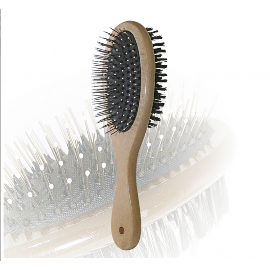 SPAZZOLA PER CODA E CRINIERA CON DENTI IN METALLO MANICO IN LEGNO