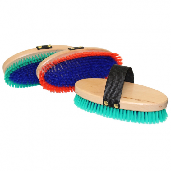 SPAZZOLA DORSO LEGNO BICOLORE FIBRE SINTETICHE MM 25 CON PASSAMANO 