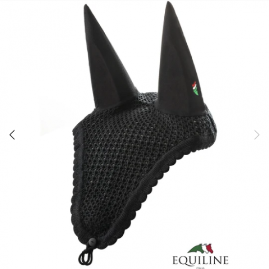 Cuffietta Equiline insonorizzata modello Ruben SoundLess Ear Net per cavallo, con tirante per briglia
