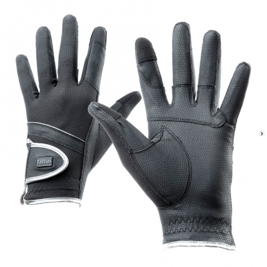 GUANTI EQUITAZIONE MONTA INGLESE PER CAVALIERE TATTINI CON PROFILO ARGENTO