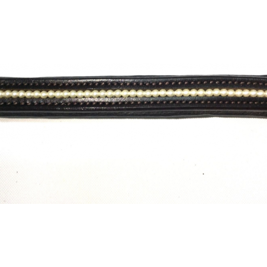 FRONTALINO IN CUOIO PER TESTIERA CAVALLI CON PERLE TATTINI