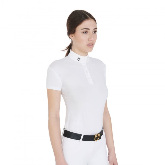 POLO DONNA MANICA CORTA EQUITAZIONE MONTA INGLESE MODELLO SALLY IN TESSUTO TECNICO TRASPIRANTE SLIM 