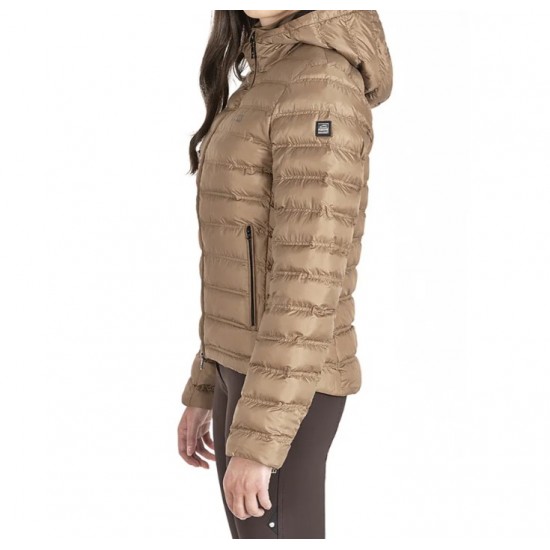 GIUBBOTTO EQUITAZIONE MONTA INGLESE ULTRA LIGHT EQUILINE ECRE - PIUMINO LEGGERO CAPPUCCIO RIMOVIBILE