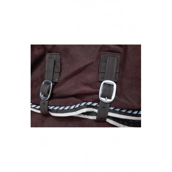 Coperta per cavalli e pony in pile 3stars con cordone e bordo a contrasto asciugasudore prima e dopo lavoro