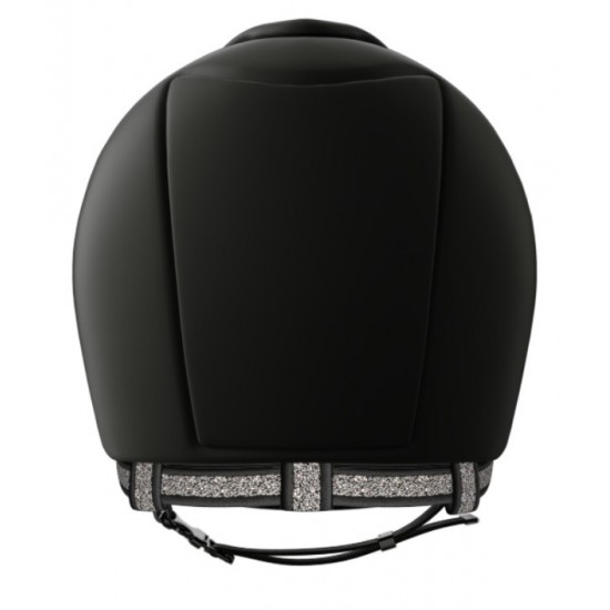 KEP ITALIA CROMO TEXTILE casco superior helmets cornice cromata monta inglese CINTURINO nero IN PELLE con Crystal Swarovski Fabric