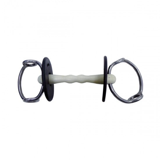 Filetto Daslö elevatore Completo di rondelle. Imboccatura in acciaio inox con rivestimento in gomma di alta qualità, al gusto di menta per il palato del cavallo.