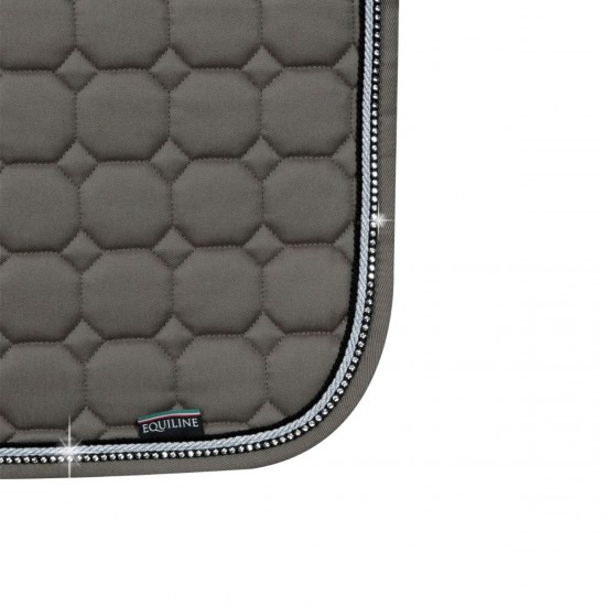 Nuovo sottosella rettangolare per cavallo monta inglese Equiline modello RIO personalizzato con corda e Strass. in cotone e rifinito con brillantini