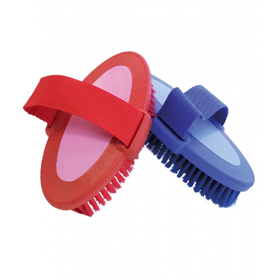 Spazzola per cavallo antiscivolo bicolore con fibre sintetiche